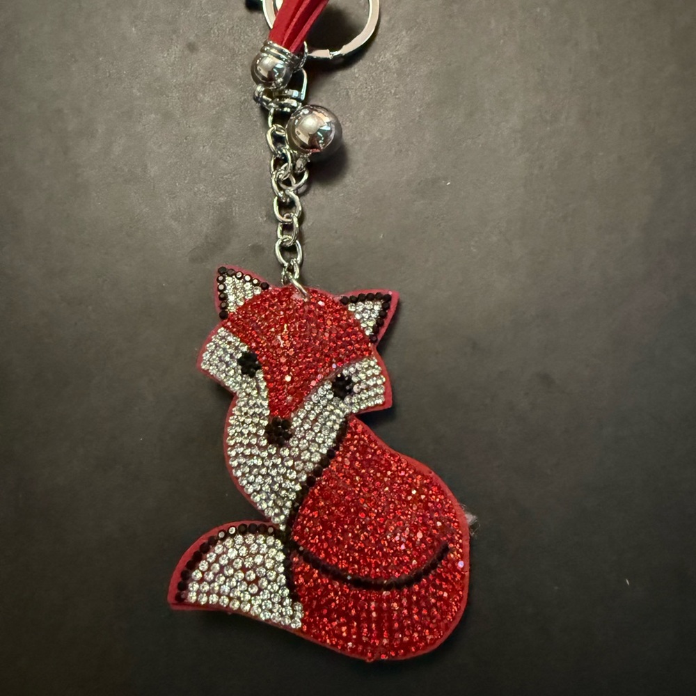 Red Fox Crystal Keychain Card Holder Charm